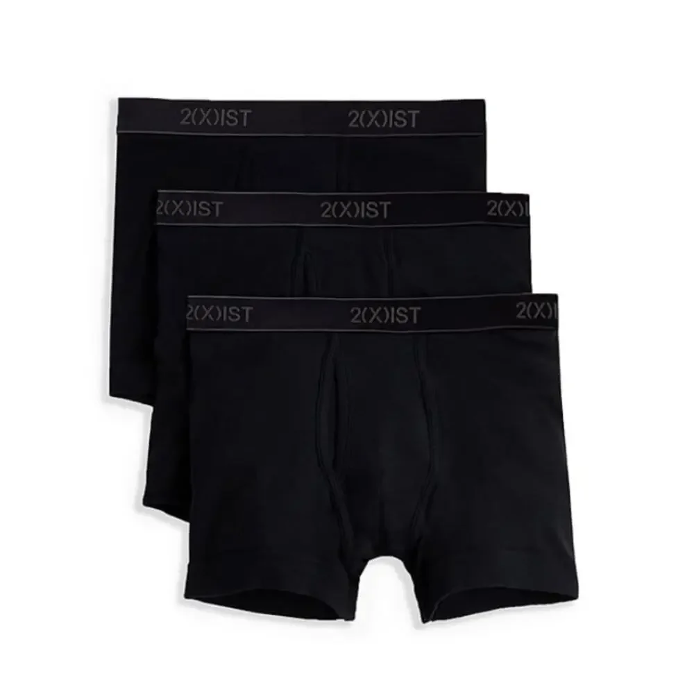 2(x)ist Men's Black Cotton Essential Boxer Briefs Underwear Size M 3-Pack
